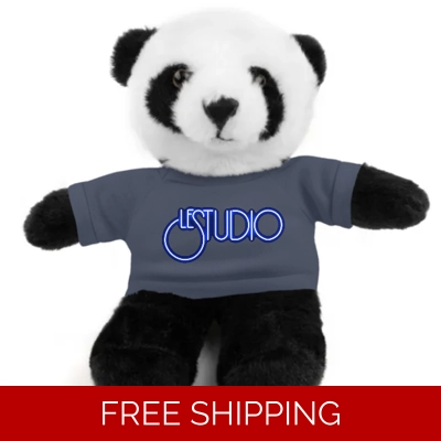 Custom Stuffed Animals with Tee Panda Le Studio White & Blue Logo